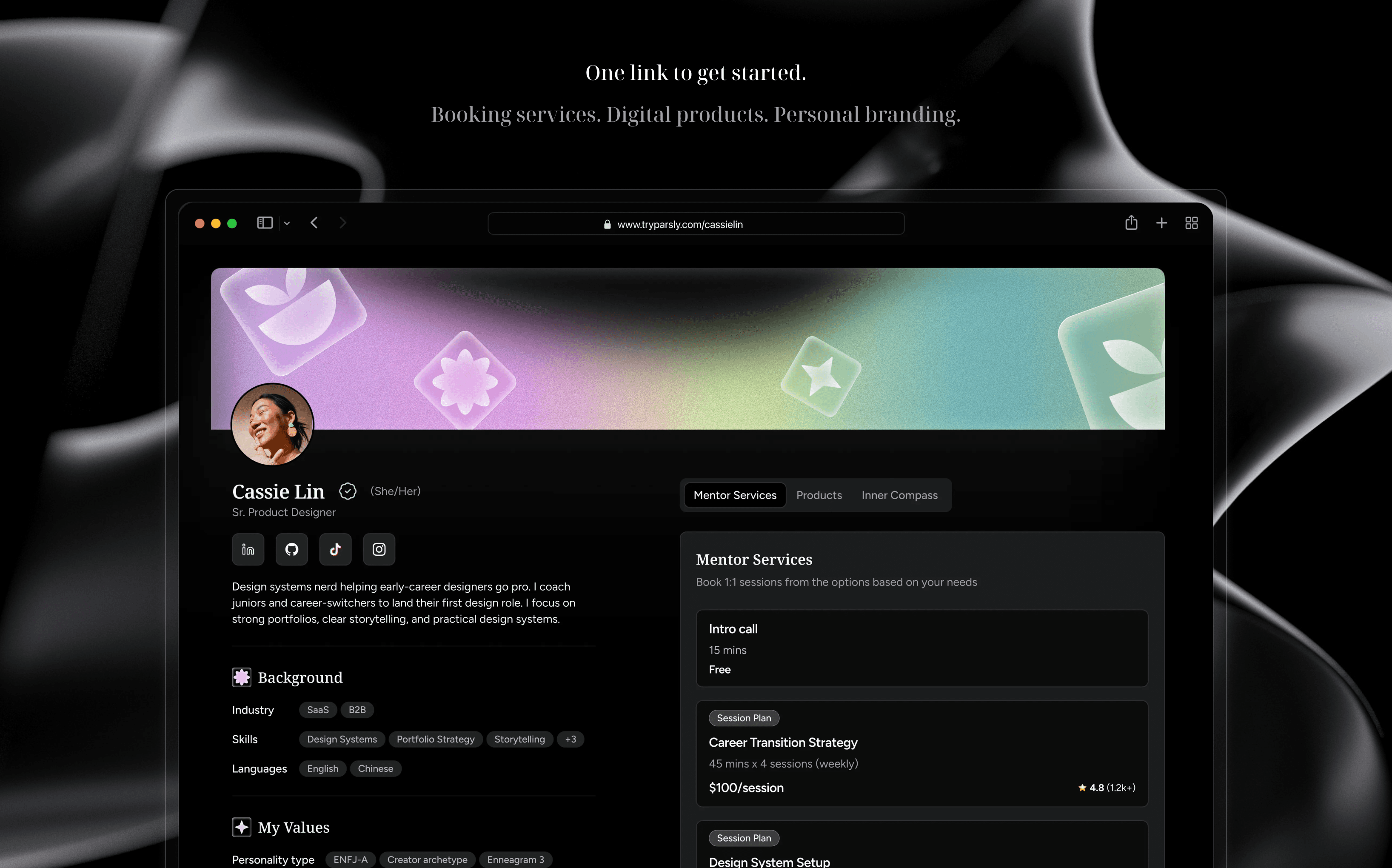 Parsly storefront homepage